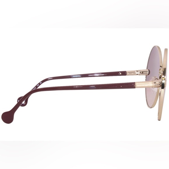 NWOT Salvatore Ferragamo Wine Round Sunglasses SF189S 742 Gold/Wine - Picture 3 of 13